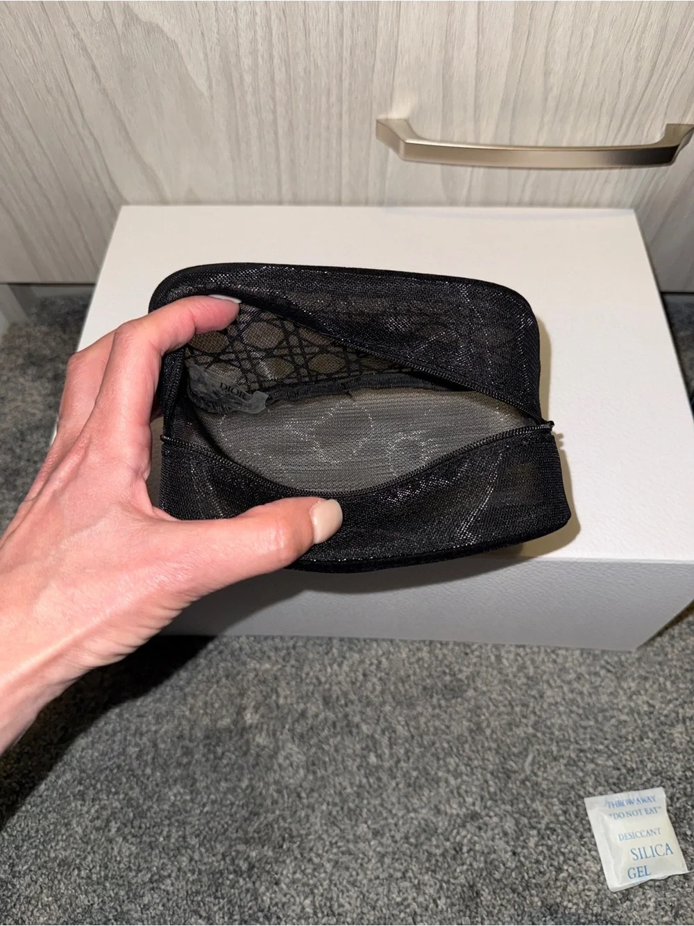 Dior Black Mesh Toiletry Pouch - Men's Travel Case